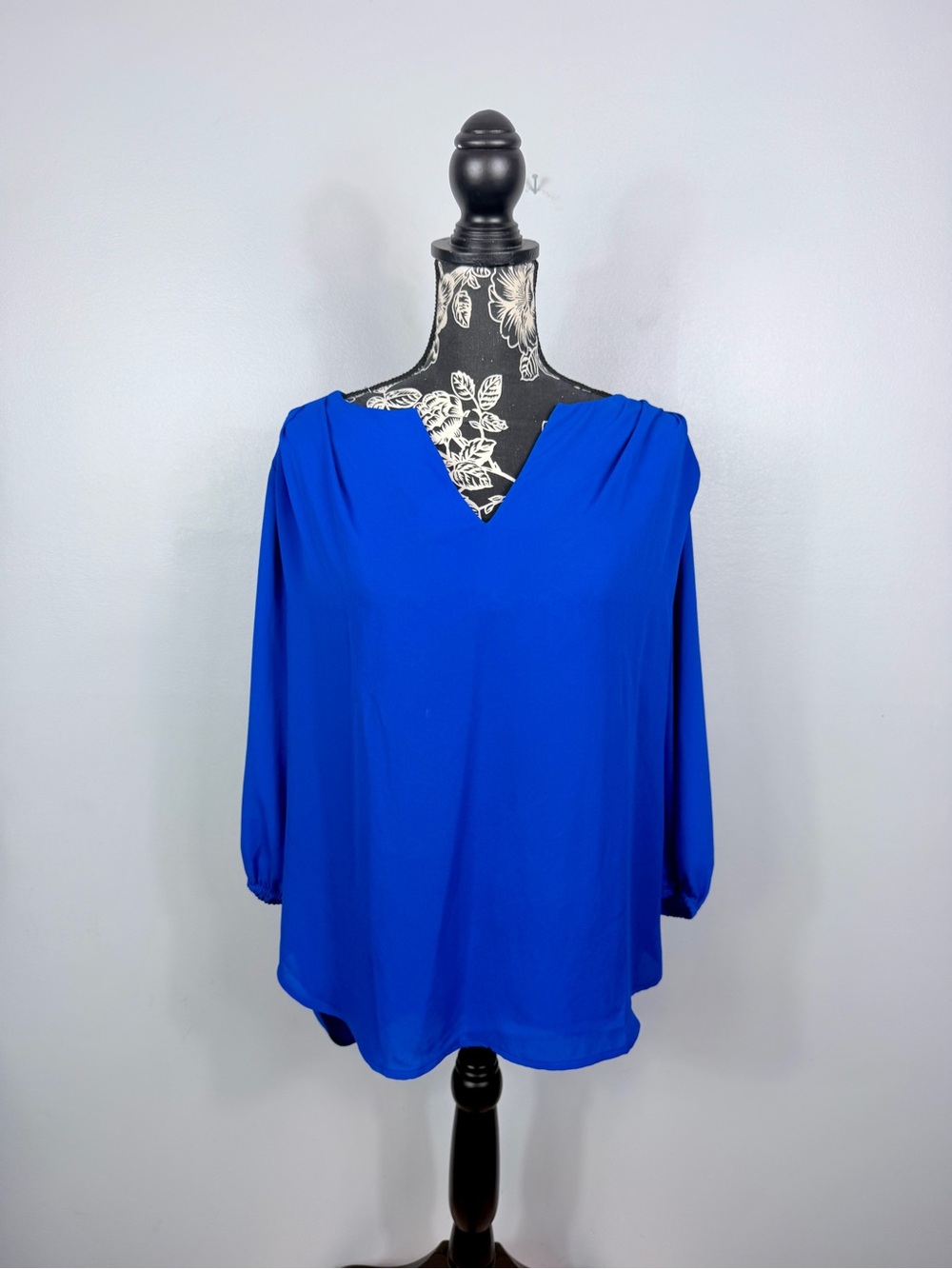 NWT Pleione royal blue loose fit quarter sleeve chiffon blouse size medium